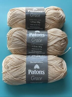 Patons Grace Mercerized Cotton Yarn - Natural (3 Pack)